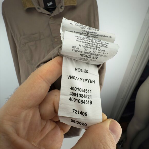 VANS Campus Classic Fit Barn Style Corduroy Collar Tan/Khaki Shirtโ Size L - Picture 10 of 10